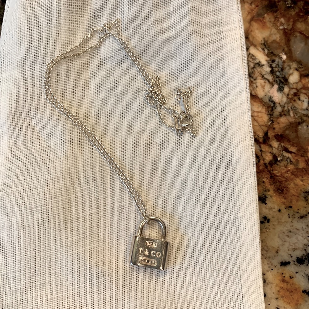 Tiffany & Co lock pendant necklace sterling silver